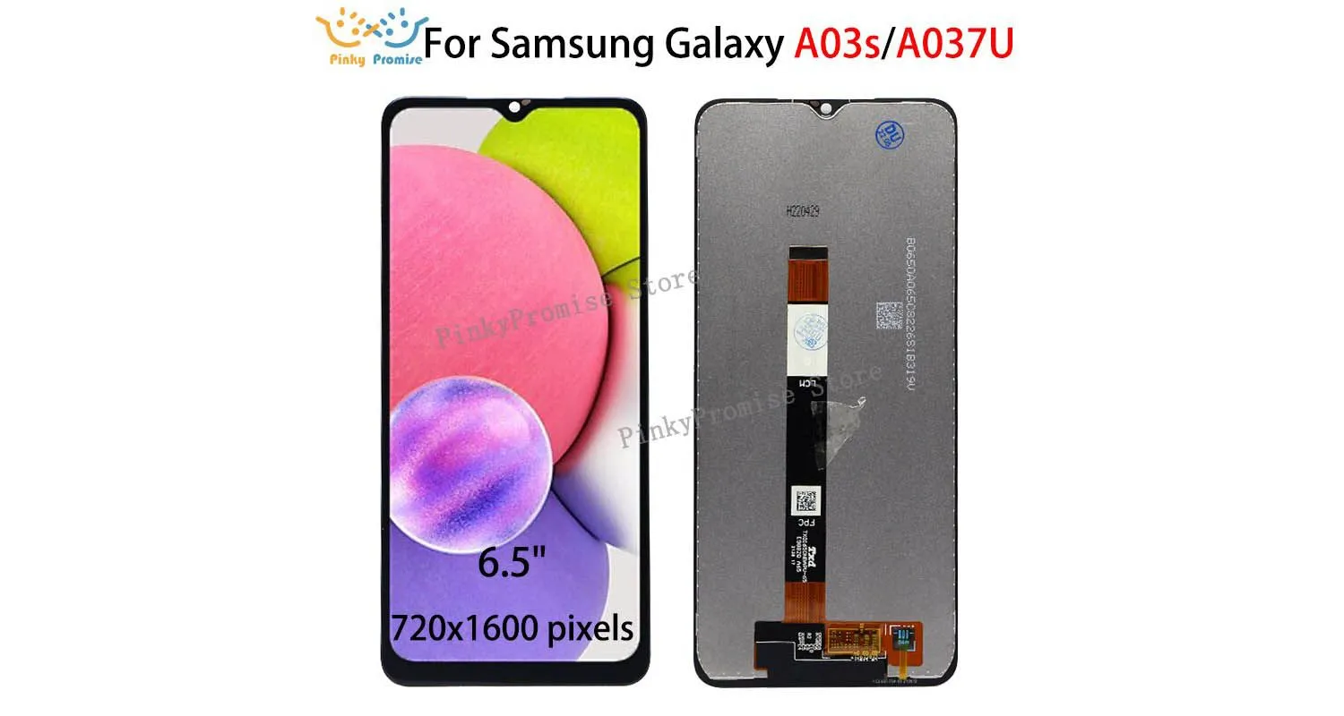 Дисплей Samsung Galaxy A03s SM-A037U одинарный шлейф в рамке Ориг (черный)